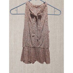 Japna Womens Sleeveless Tiered Leopard Print Blouse Size Small